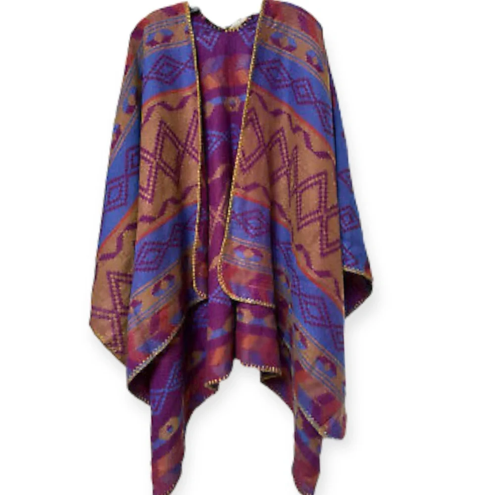 Eddie Bauer multicolor earth tone aztec southwest western Blanket Shawl OS